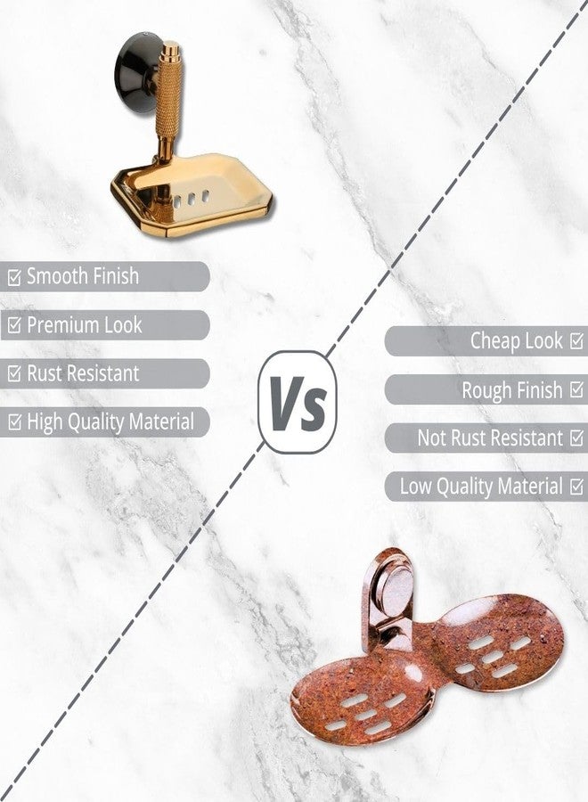 LUXIUR Wash Basin Soap Dish Holder for Bathroom and Kitchen Sink, 304 Stainless Steel Stand for Wall Mount Kitchen Accessories Items, Bathroom Accessories, PVD Gold, Single - Image 5